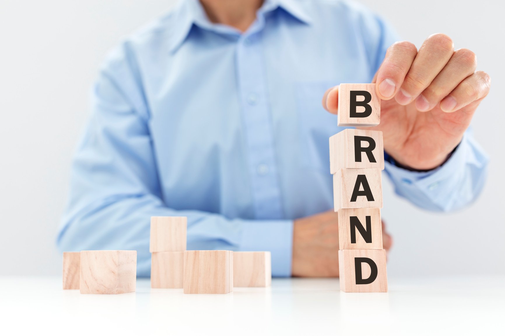 Business brand building or branding for company identity and marketing